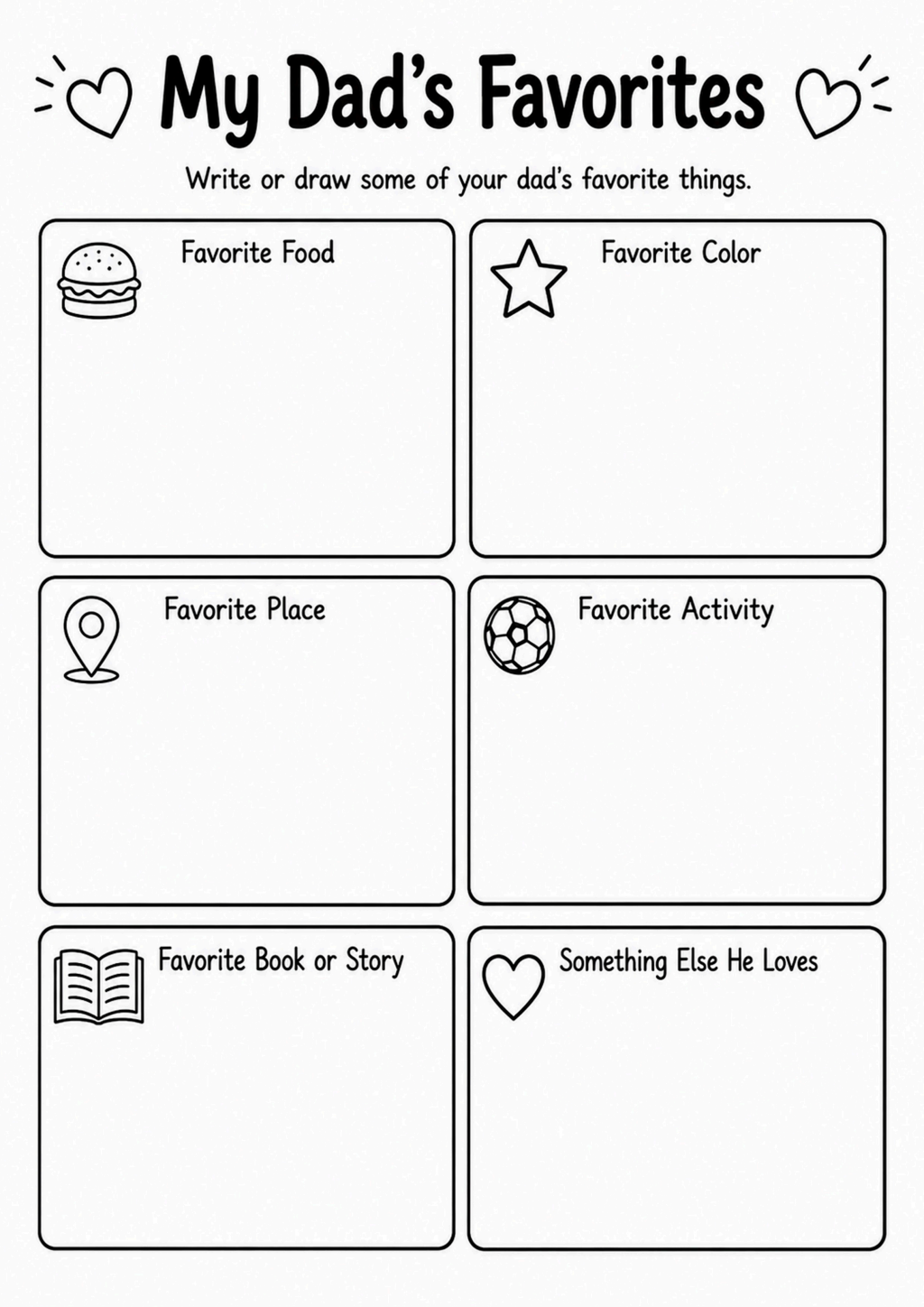 My Dad's Favorites Worksheet