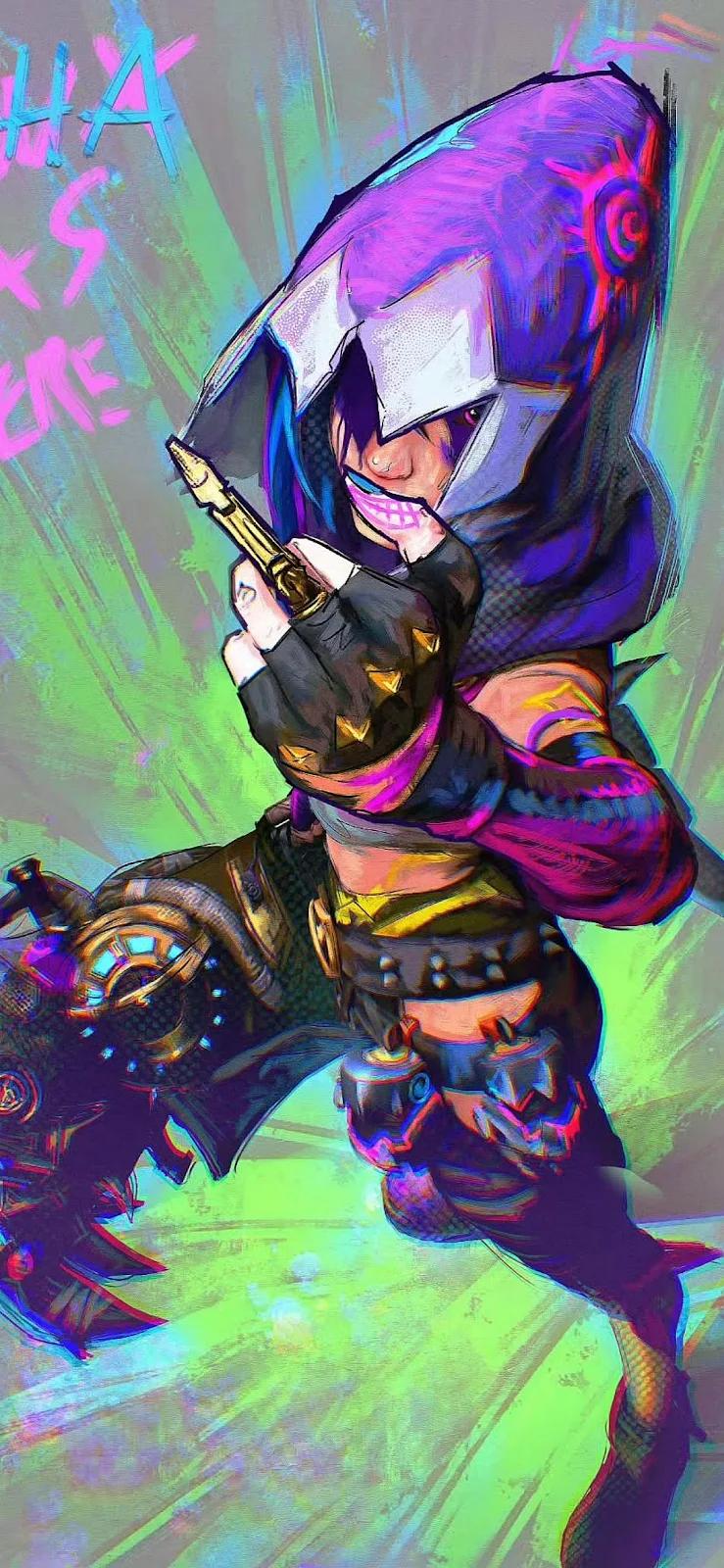 Jinx From League Of Legends - Digital Illustration Full HD iPhone Wallpaper (1090x2360)