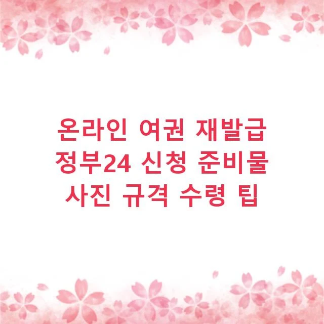 온라인 여권 재발급 정부24 신청 준비물 사진 규격 수령 팁