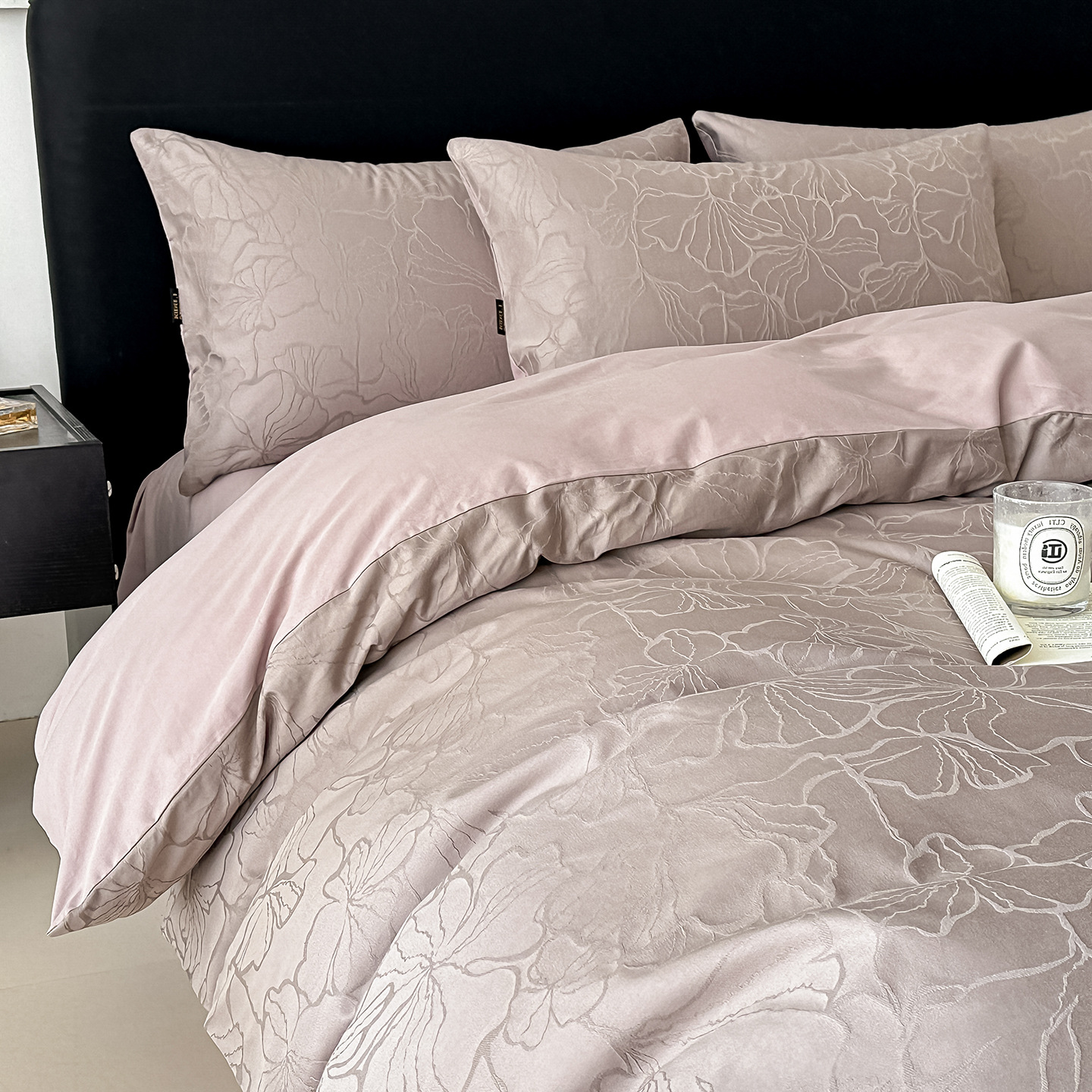 Cotton bedding set, long-staple, floral pattern