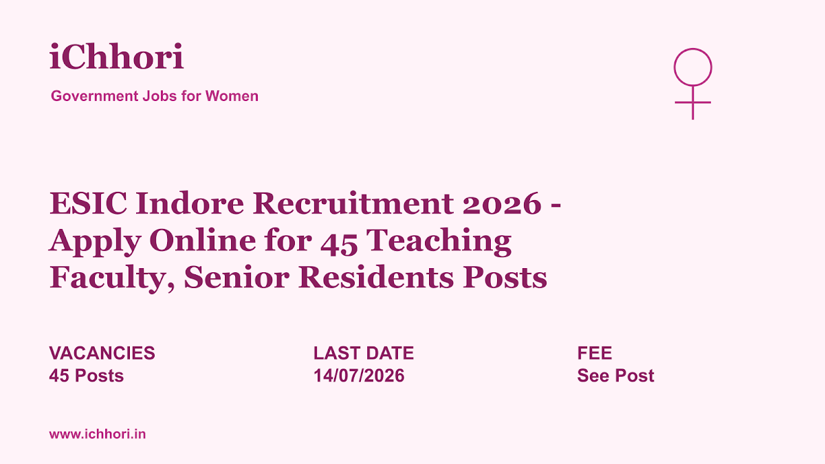 ESIC Indore Recruitment 2026 - Apply Online for 45 Teaching Faculty, Senior Residents Posts - iChhori