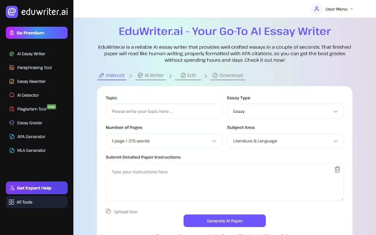 Captura de Eduwriter.AI