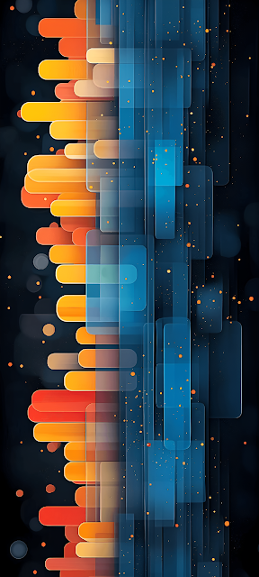 Vertical Equalizer Abstract Geometric Bars Blue Orange - Free mobile Wallpaper
