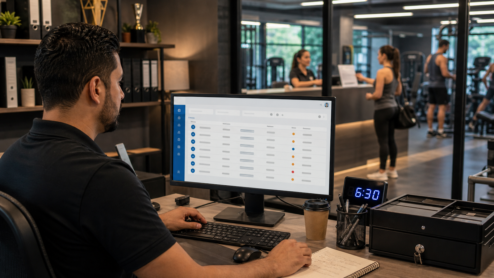 Dashboard de auditoria de acciones de empleados en un gimnasio