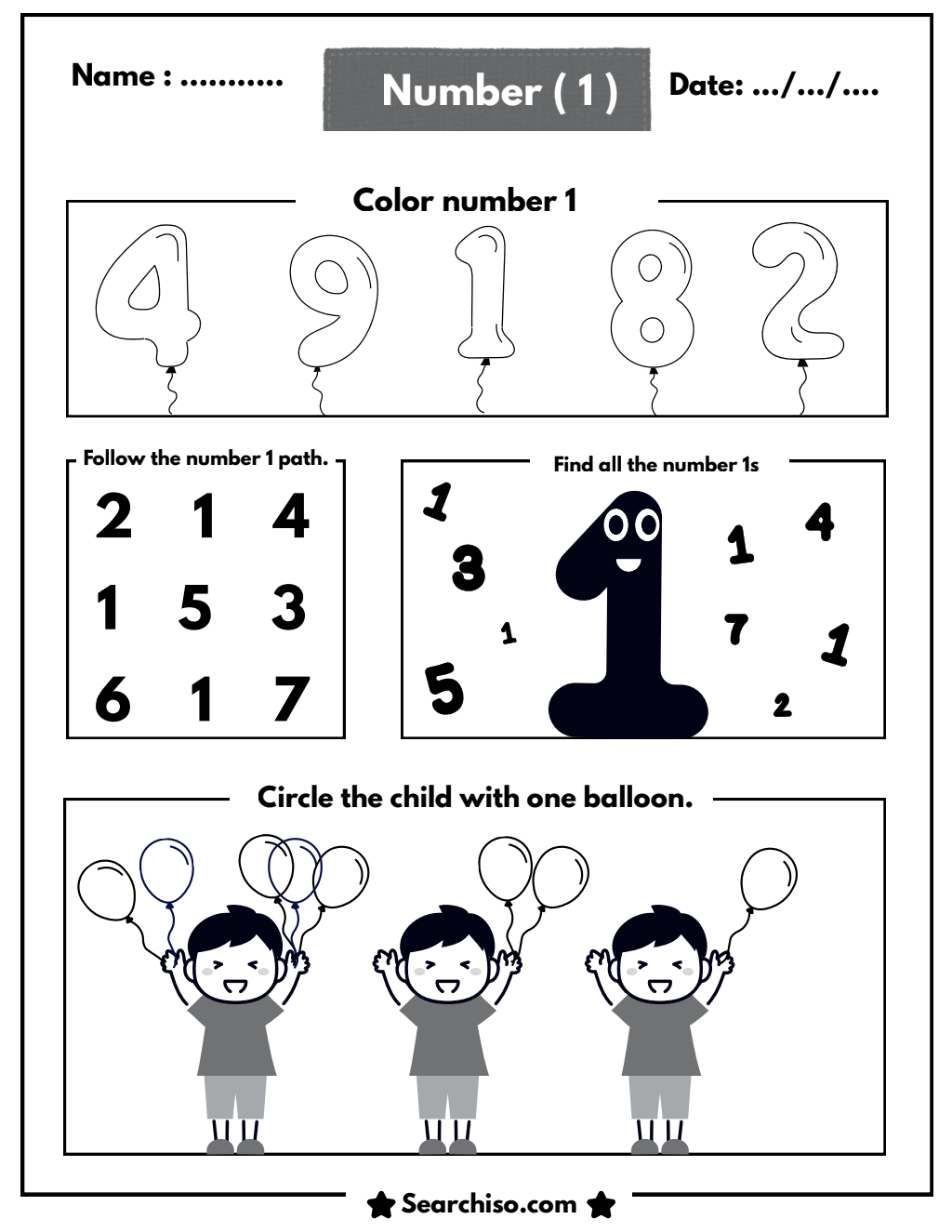 Number One Foundations and Tracing Guide PDF printable