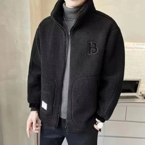 Gefütterte Herrenjacke mit Lammfleece-Imitat