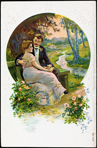 Romantic couple on bench