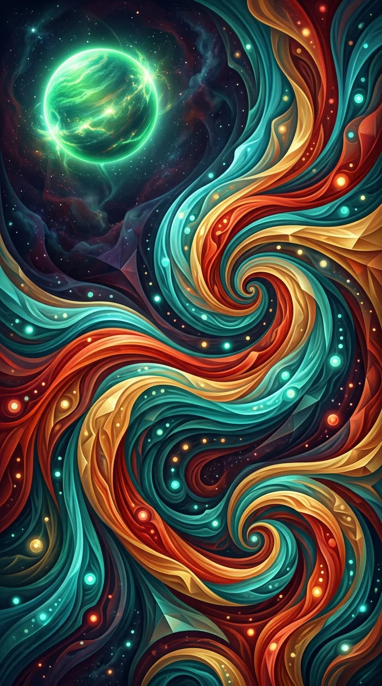 Abstract Swirling Patterns of Ocean and Heavens with Planet - Free 4K mobile Wallpaper