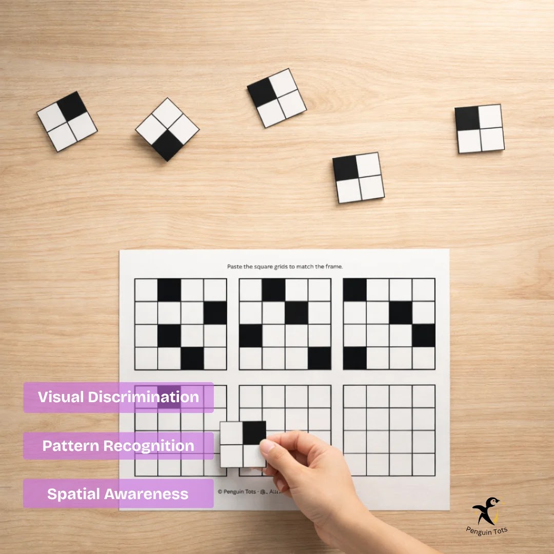 Grid Matching Cut and Paste Activity | Visual Spatial Skills, Pattern Recognition & Problem Solving
