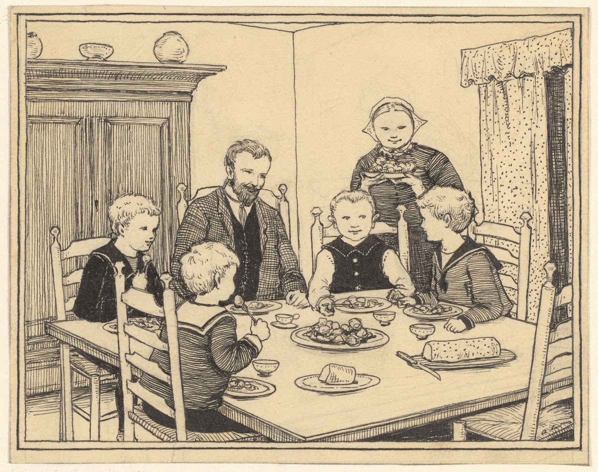 Gezin aan de maaltijd 1916 1917