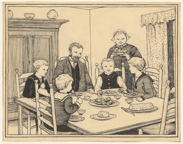 Gezin aan de maaltijd 1916 1917