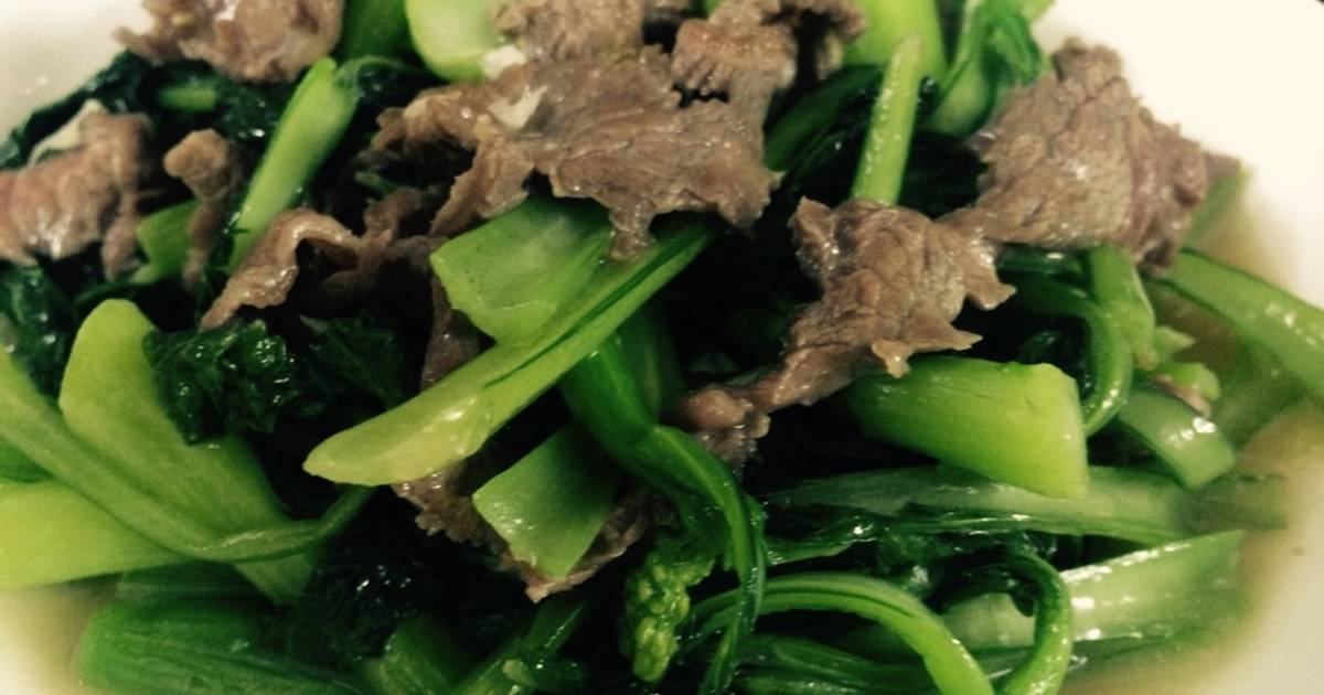 Rau cải ngồng xào thịt bò