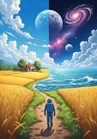 Astronaut in Surreal Split World