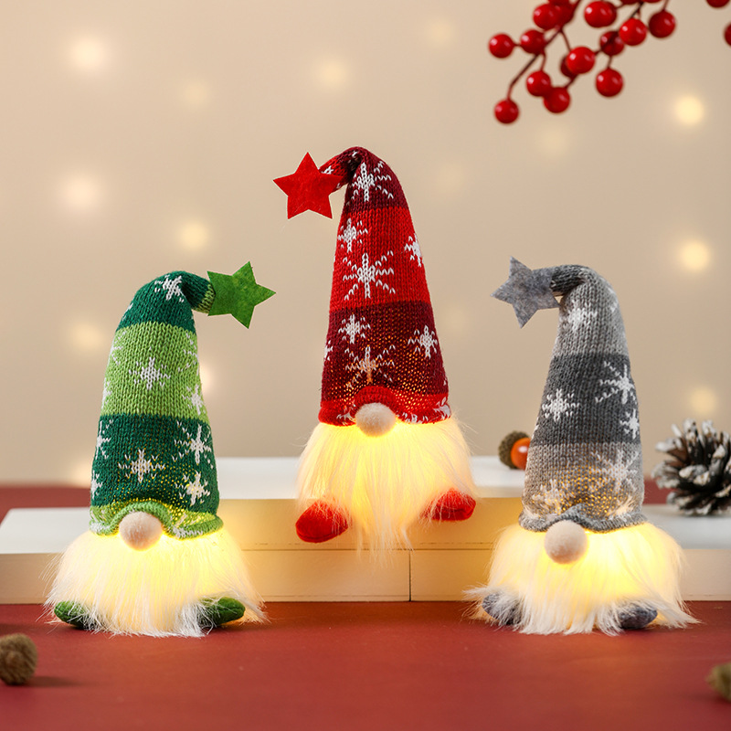 Christmas gnome figure with LED lighting and star hat