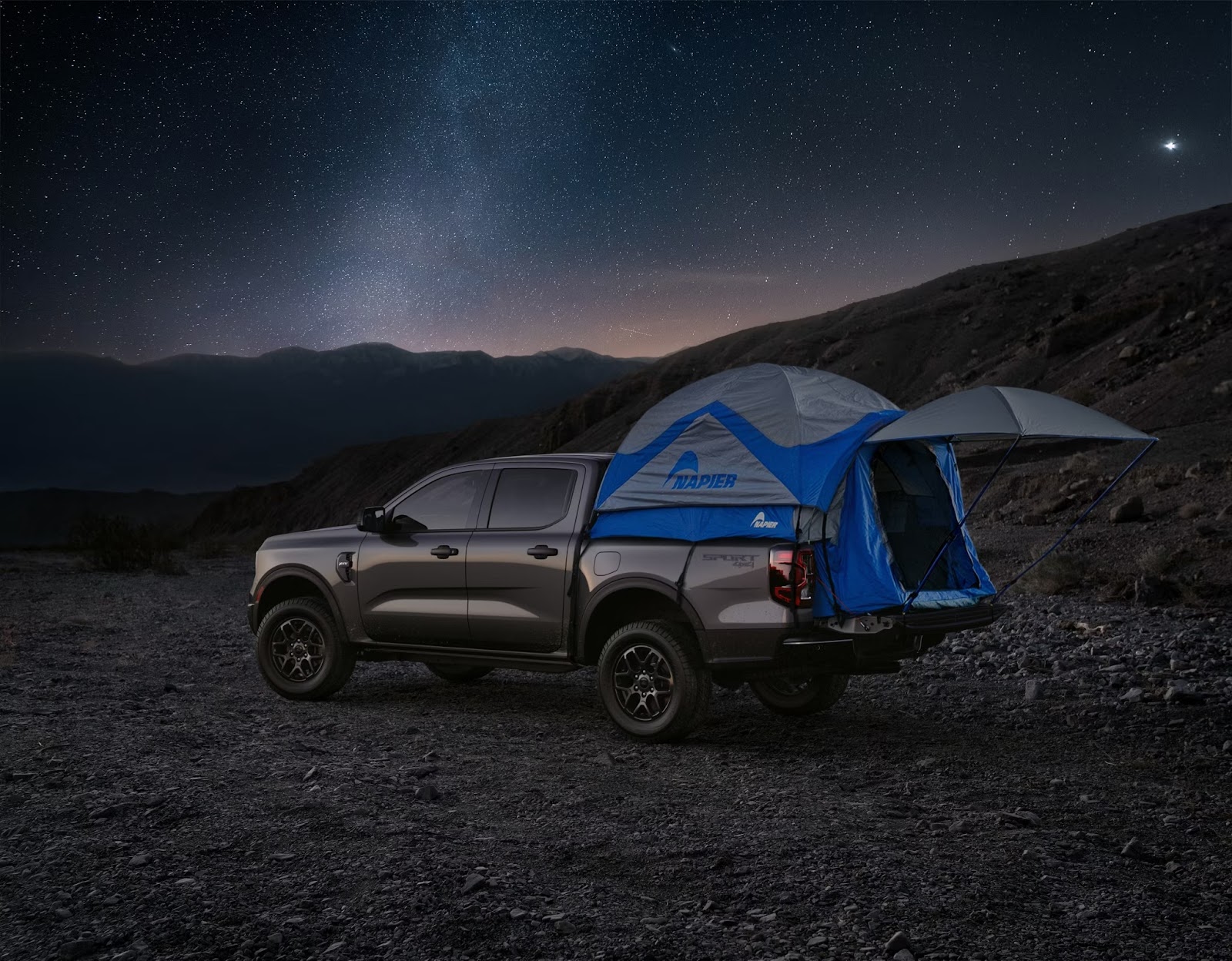 Ford Ranger truck bed and towing hitch showing payload and towing capabilities