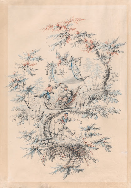 Chinoiserie Fantasy with Skaters and an Exotic Figure in an Iceboat 1771