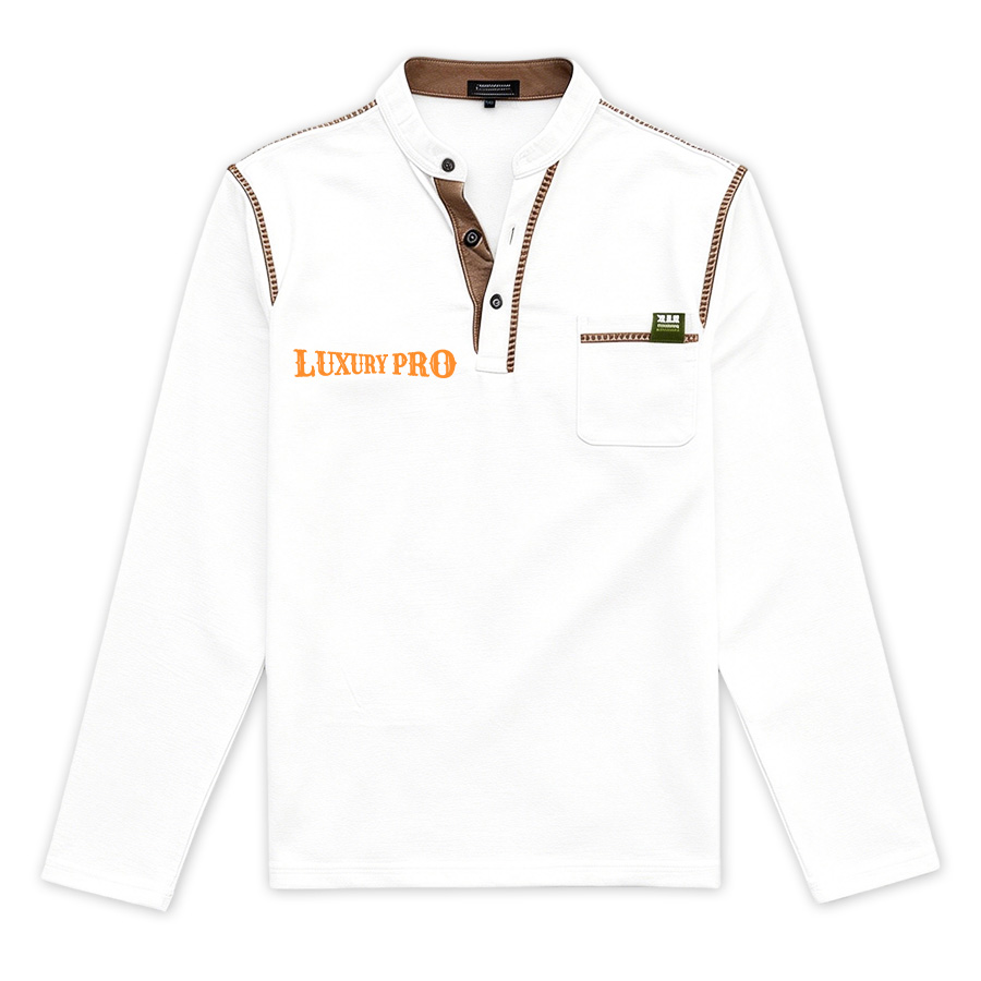 2D stitching long-sleeved Polo