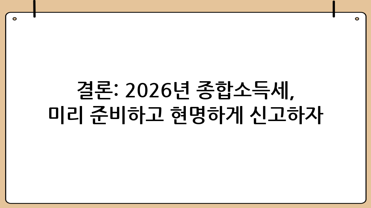 결론: 2026년 종합소득세, 미리 준비하고 현명하게 신고하자