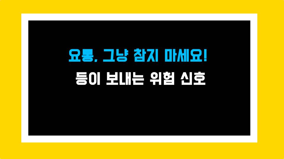 요통, 그냥 참지 마세요! 등이 보내는 위험 신호