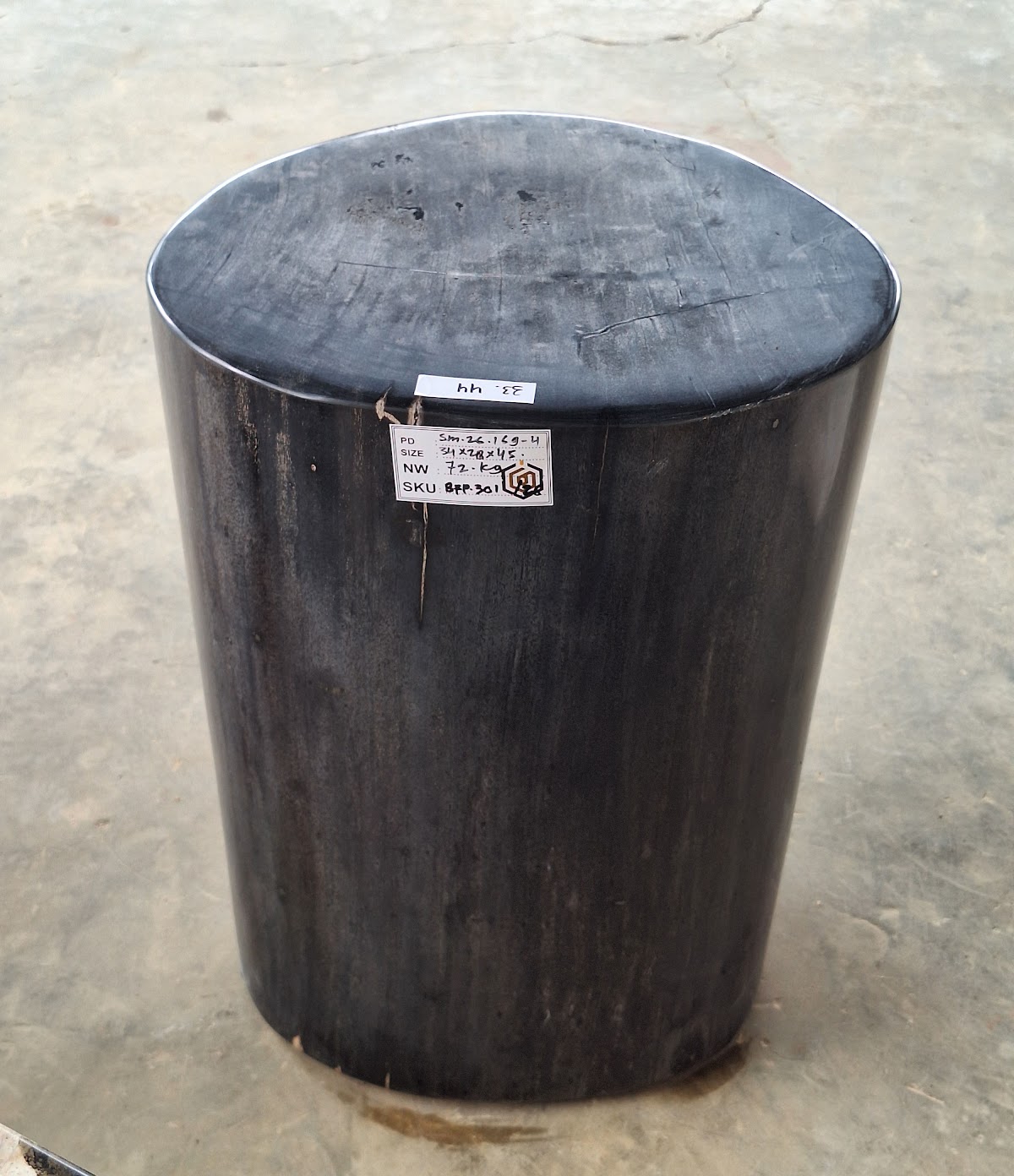 STOOL FULL POLISH — SKU PJA.33.44 | Petrified Wood by PJ Antique Bali