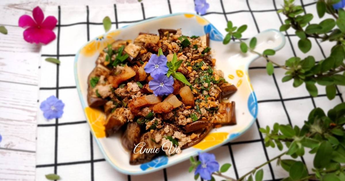 Cà tím nướng mỡ hành tóp mỡ