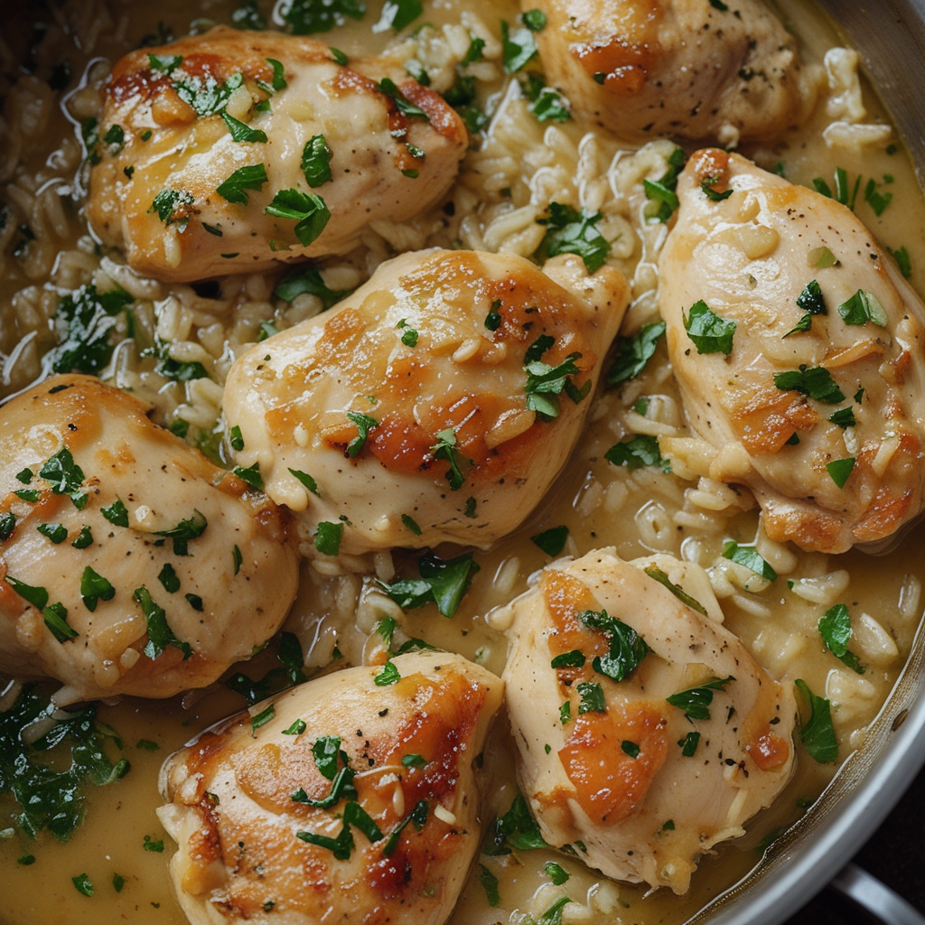One-Pot Garlic Butter Chicken and Rice - Easy Comfort Dinner finished