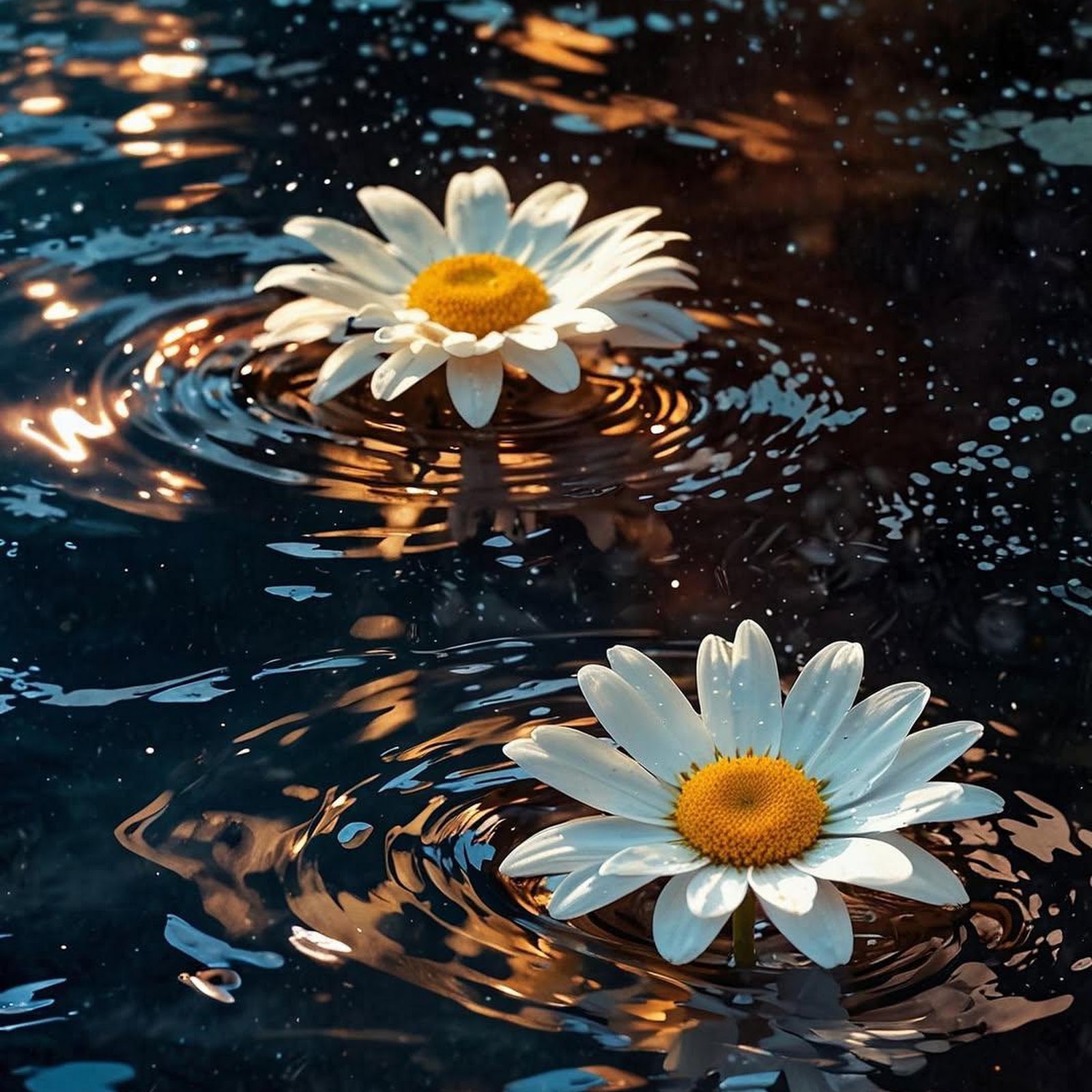 Download Daisies Floating On Rippling Water Full HD iPhone