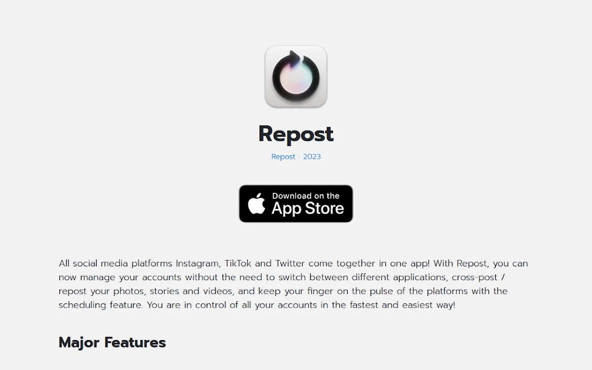Captura de Repost AI : Instagram - Tiktok - Twitter