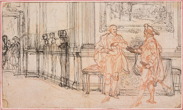 Two Gentlemen Standing in the Corridor of a Palace I 18th century