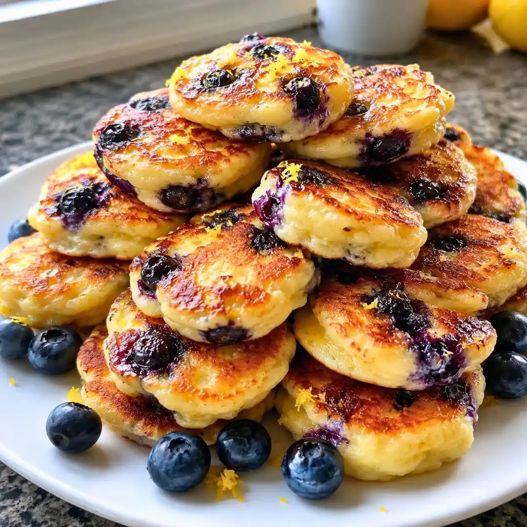 Lemon Blueberry Cottage Cheese Pancake Bites Recipe