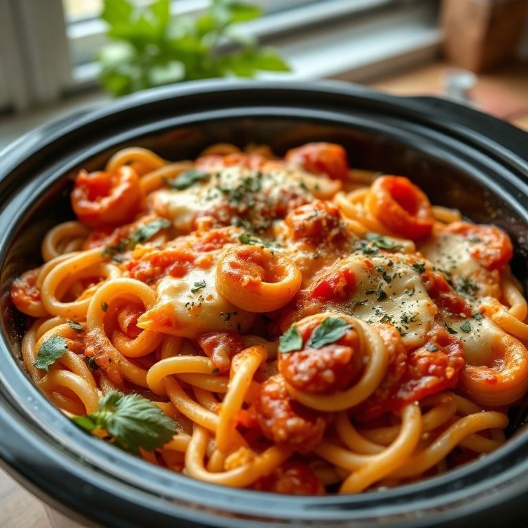 Crockpot Pizza Pasta Recipe – Easy, Cheesy Weeknight Dinner finished