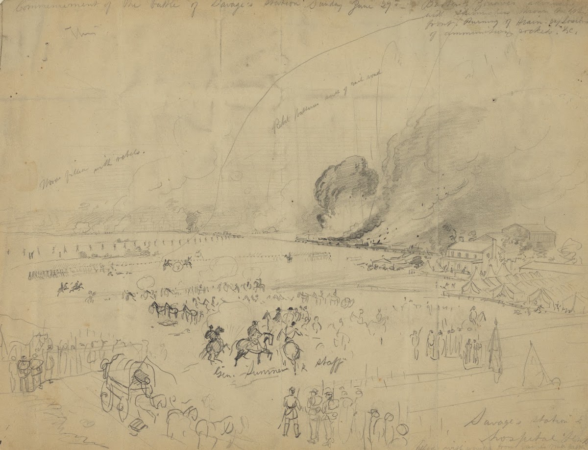 Commencement of the battle of Savages station Sunday June 29 1862