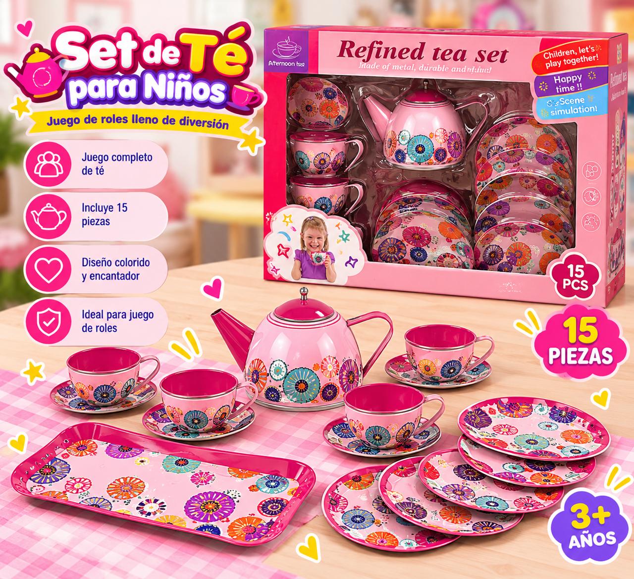 Juego de té de juguete de metal Refined Tea Set