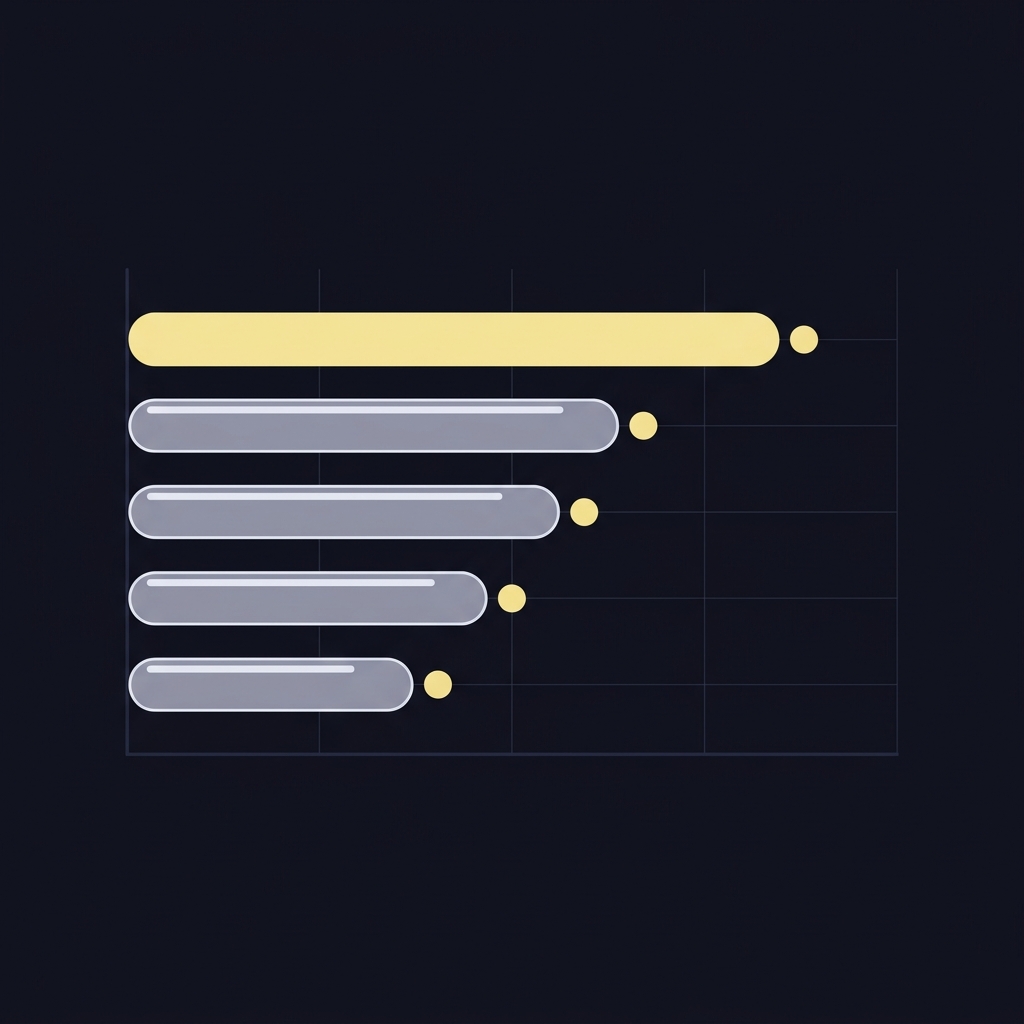 Minimalist 2D vector strokes gained bar chart comparing top contenders with full bleed dark background and a pale gold accent on the leading bar pga championship favorites