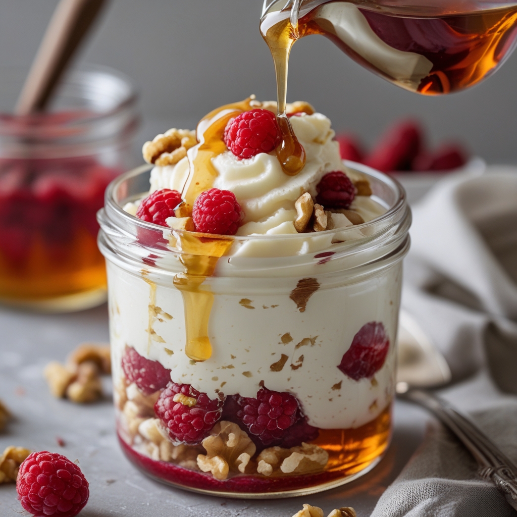 Final Whipped Raspberry Ricotta Parfaits with Honey-Toasted Walnuts