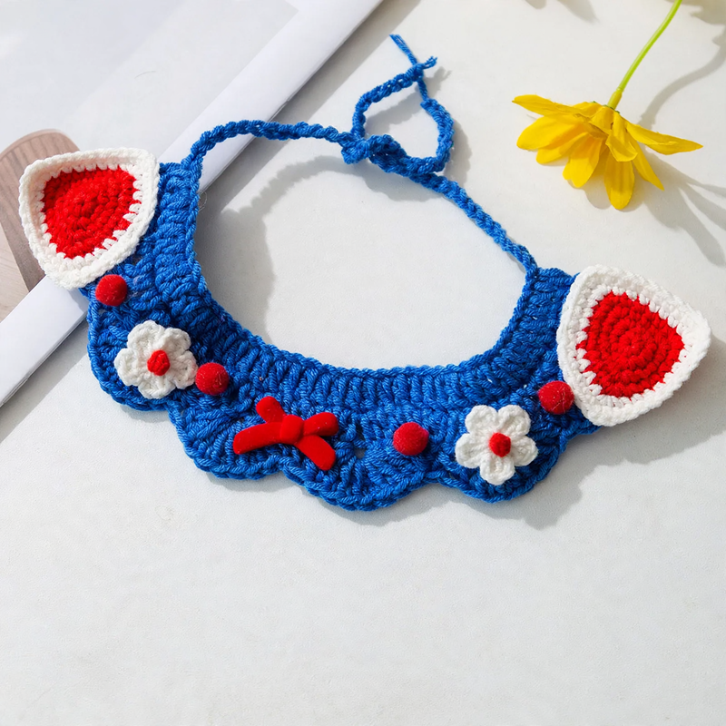 Handgestricktes Halsband für Katzen und kleine Hunde