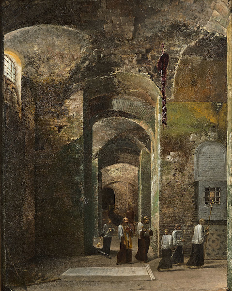 Procession dans la crypte de San Martino ai Monti à Rome