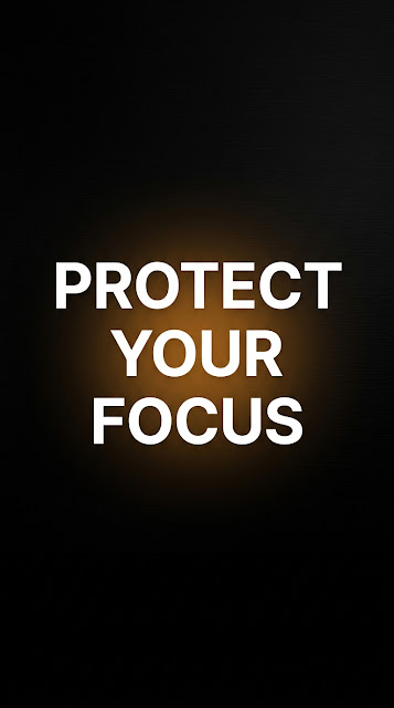 Protect Your Focus Typography with Amber Halo on Black - Free mobile Wallpaper