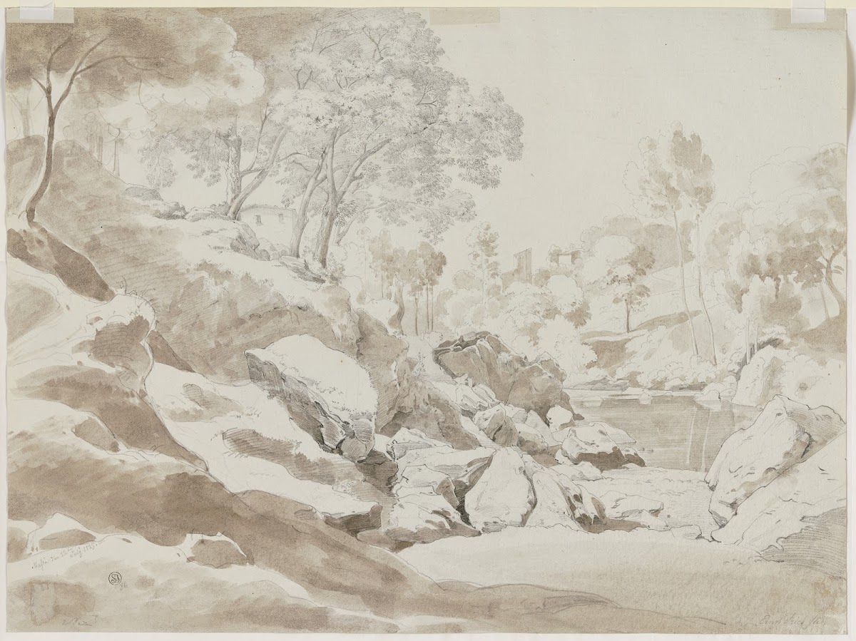 Fels  und Baumpartie bei Massa 1825