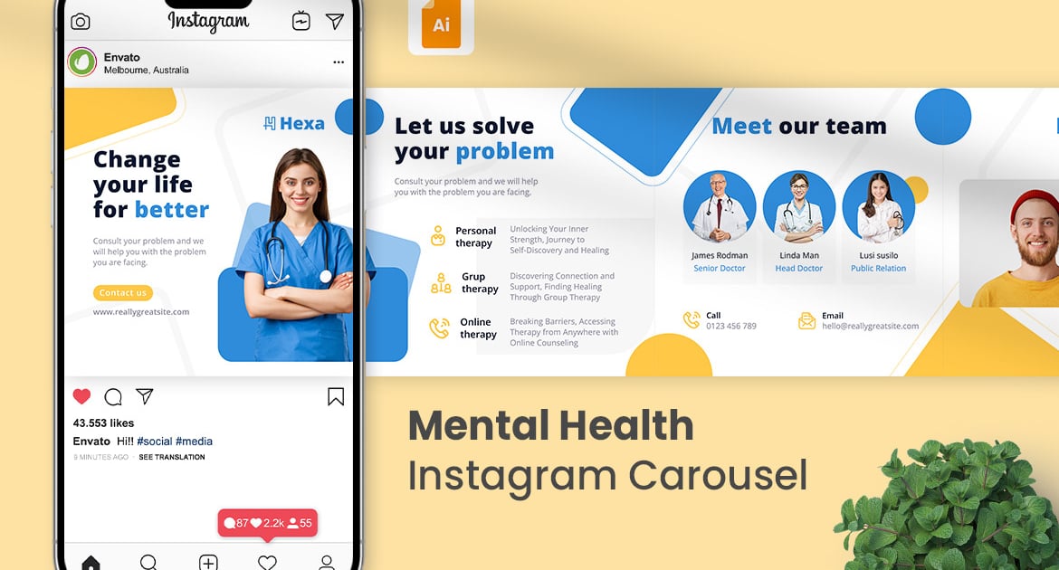 Mental Health – Instagram Carousel Free Download – Envato Elements