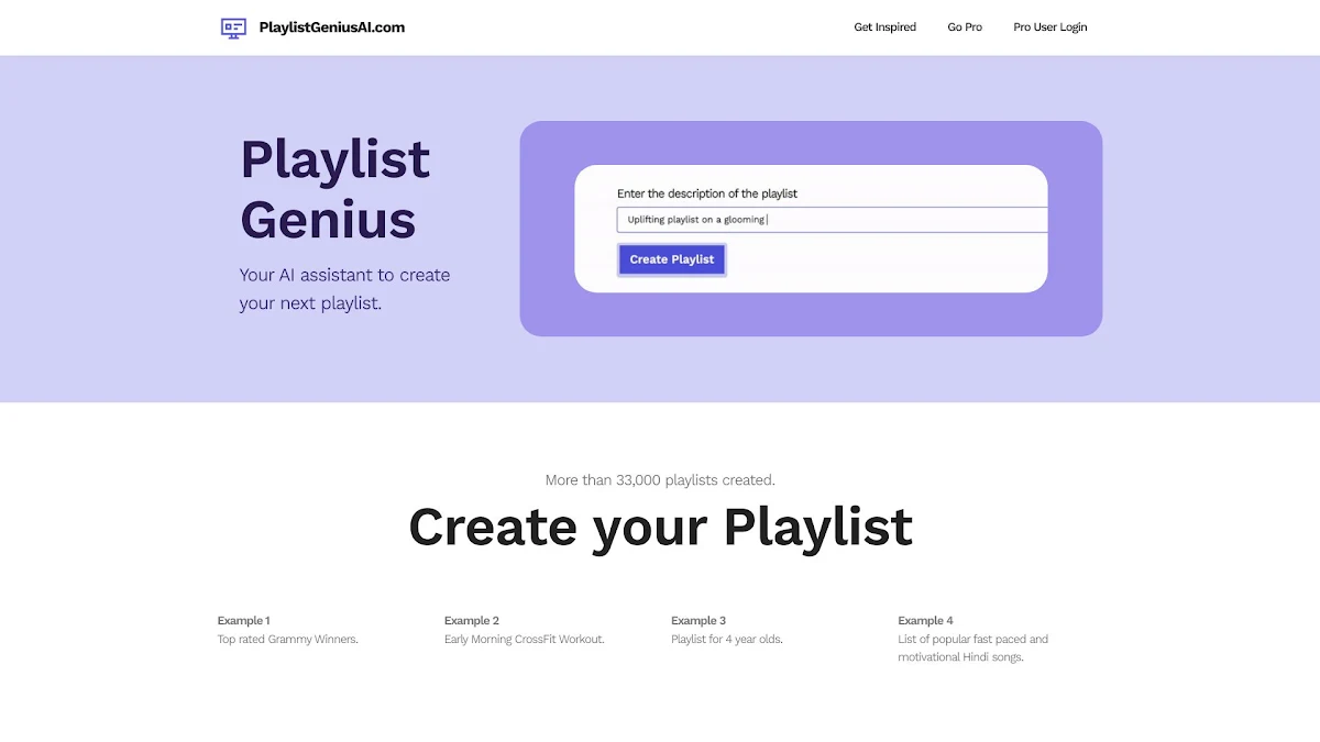 Captura de PlaylistGenius AI