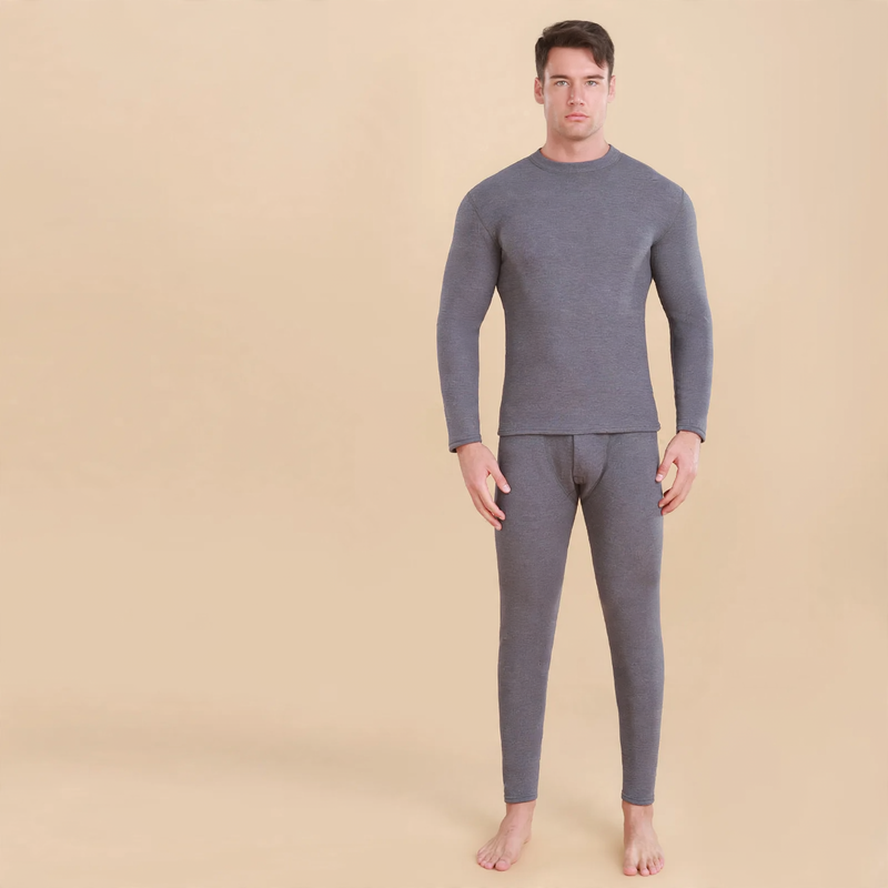 Thermo-Unterwäsche-Set mit Lammfleece-Imitat, Stehkragen