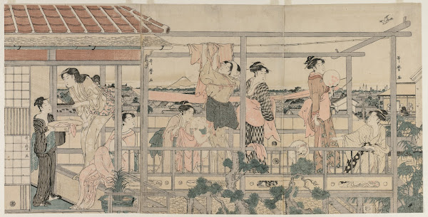 Women Hanging Laundry to Dry on a Balcony early 1790s