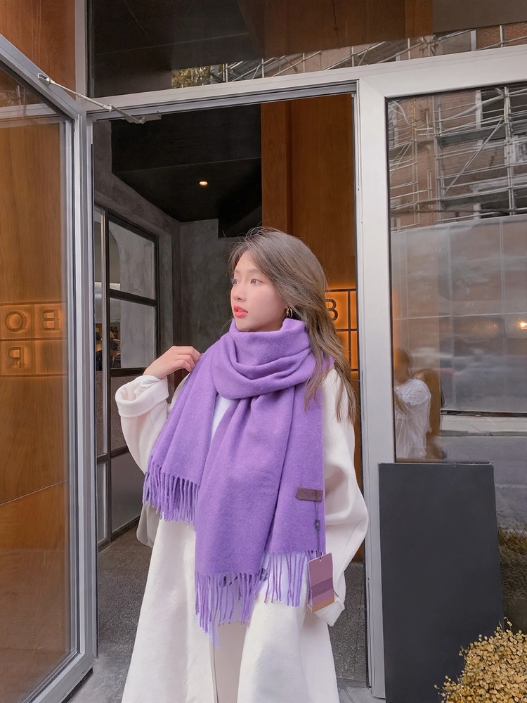 Warm wool scarf, solid color
