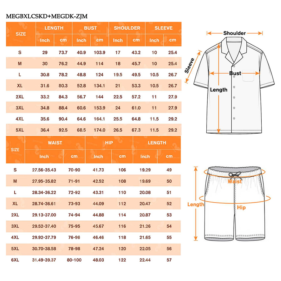 AOP MEG Cuban Collar Shirt with Pocket & All Over Print Beach Shorts Set (Slub Linen)