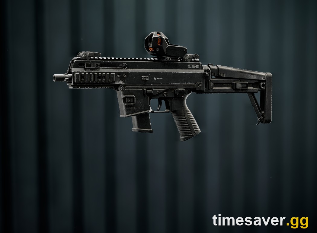 Battlefield 6 SCW-10 submachine gun render with reflex sight and collapsible stock