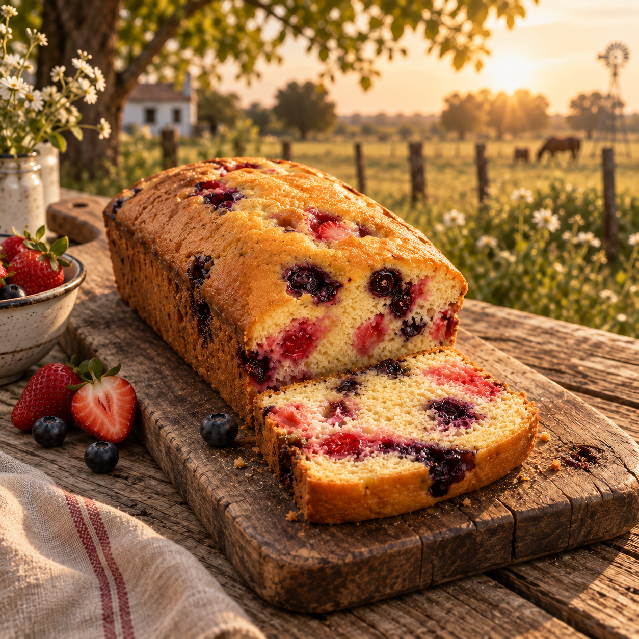 Budin de Frutillas y Arándanos de Harina Orgánica
