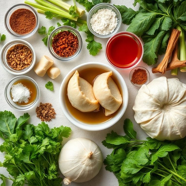 Ingredients for Easy Thai Potsticker Soup with Coconut Broth – Quick & Comforting Family Dinner