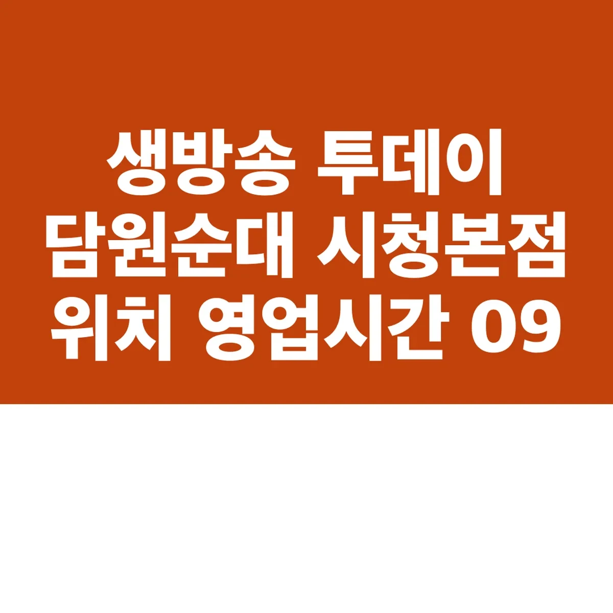 생방송 투데이 담원순대 시청본점 위치 영업시간 09:20