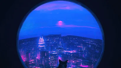 Cat Blue Portal 4K iPhone Wallpaper Background